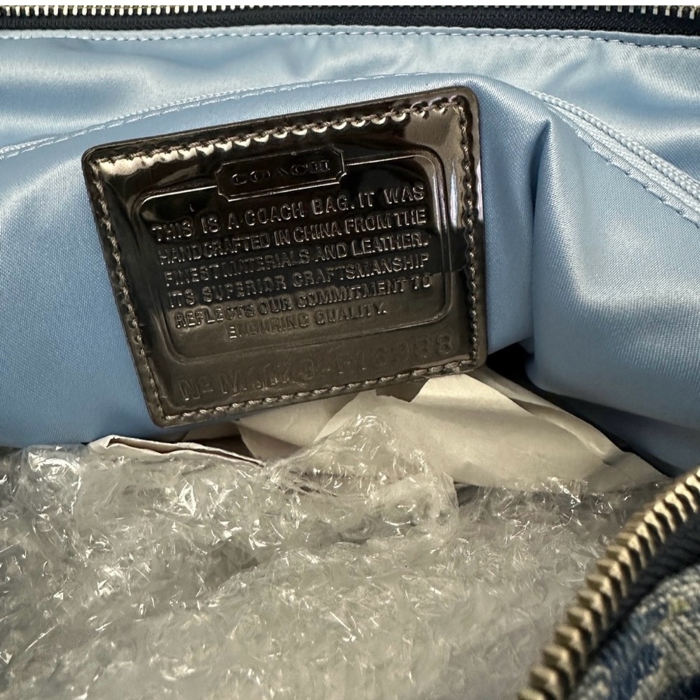 Coach Poppy Denim Tote with Silver Trim - Picture 6 of 7